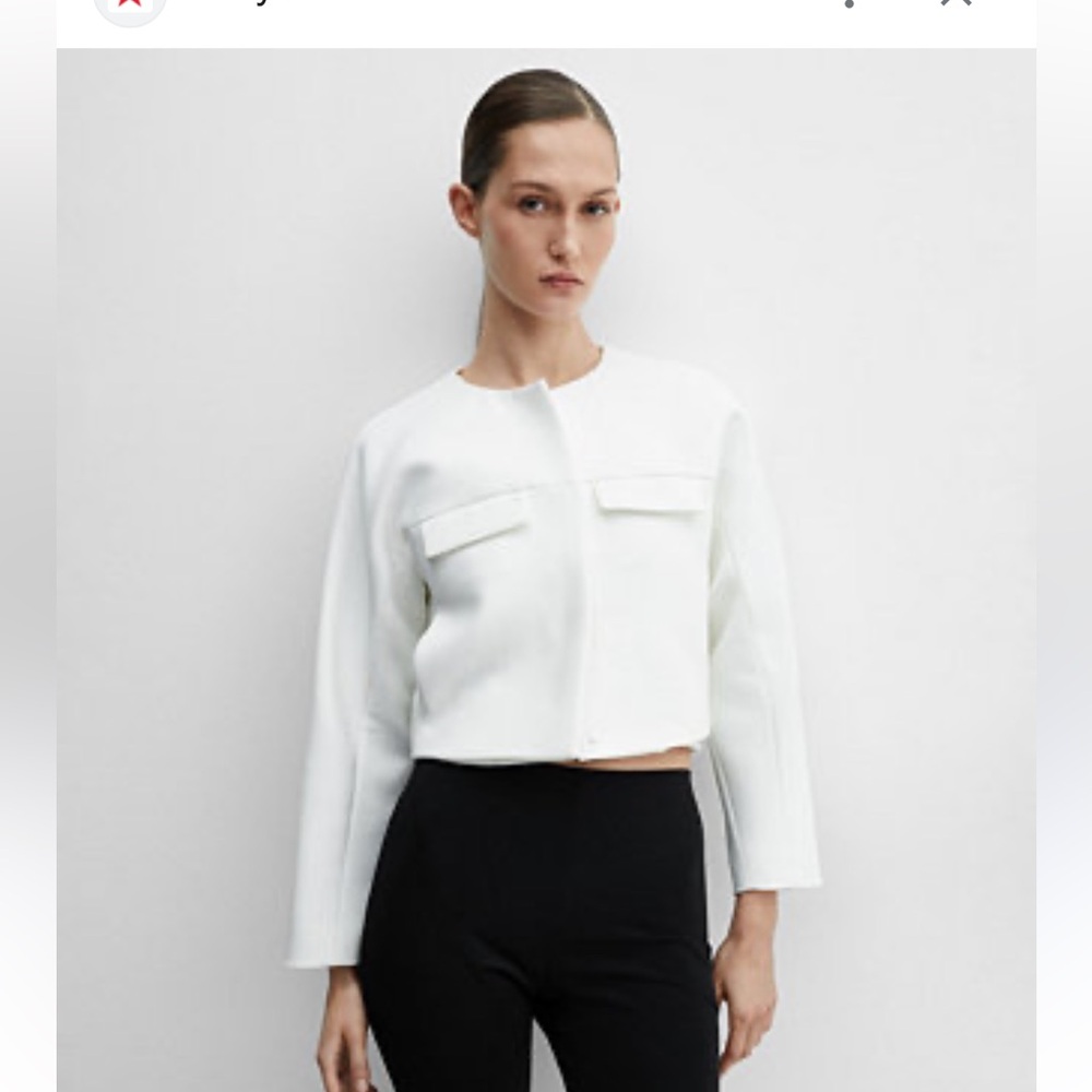 Mango Women's White Cropped Jacket